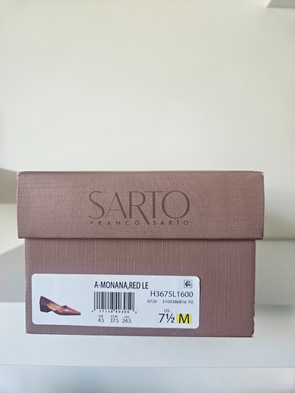Franco Sarto Red Leather Pointed Toe Block Heel Pumps, Size 7.5 - Picture 2 of 12